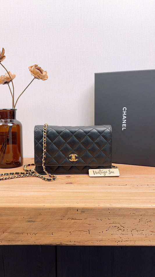 Chanel Black Caviar Classic Turnlock WOC (GHW)