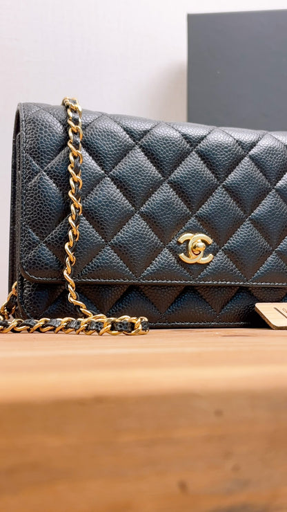 Chanel Black Caviar Classic Turnlock WOC (GHW)