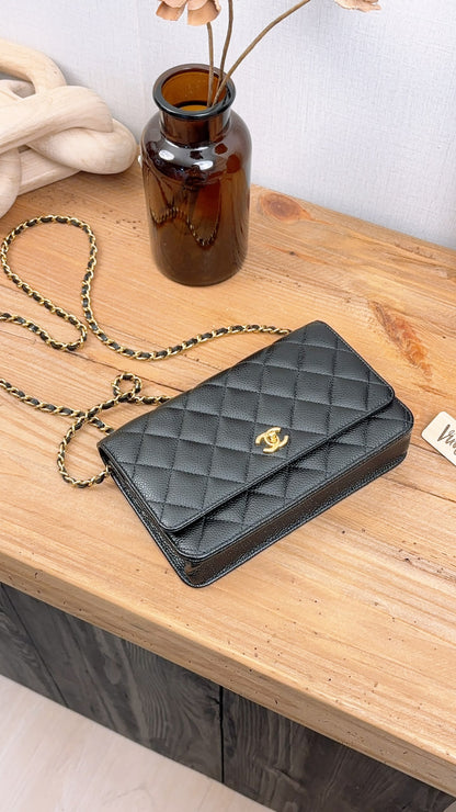 Chanel Black Caviar Classic Turnlock WOC (GHW)