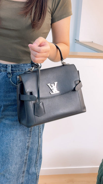 LV Black Calfskin Lockme Ever BB (SHW)