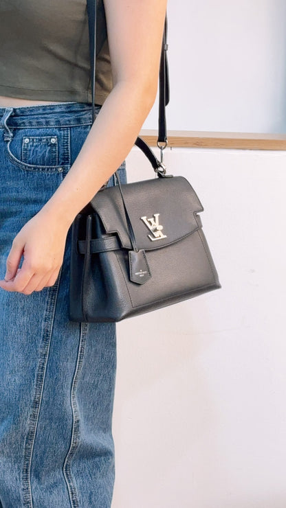 LV Black Calfskin Lockme Ever BB (SHW)