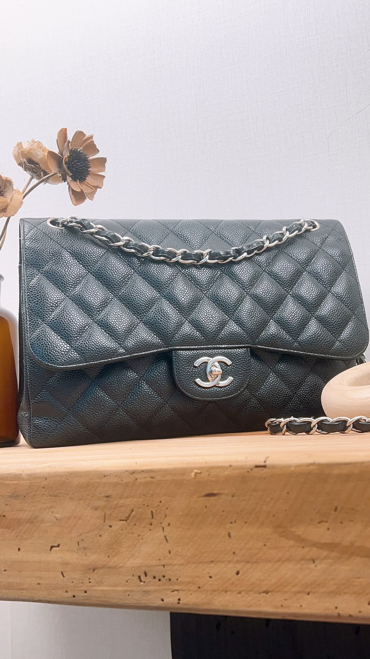 Chanel Black Caviar Jumbo CF (SHW)