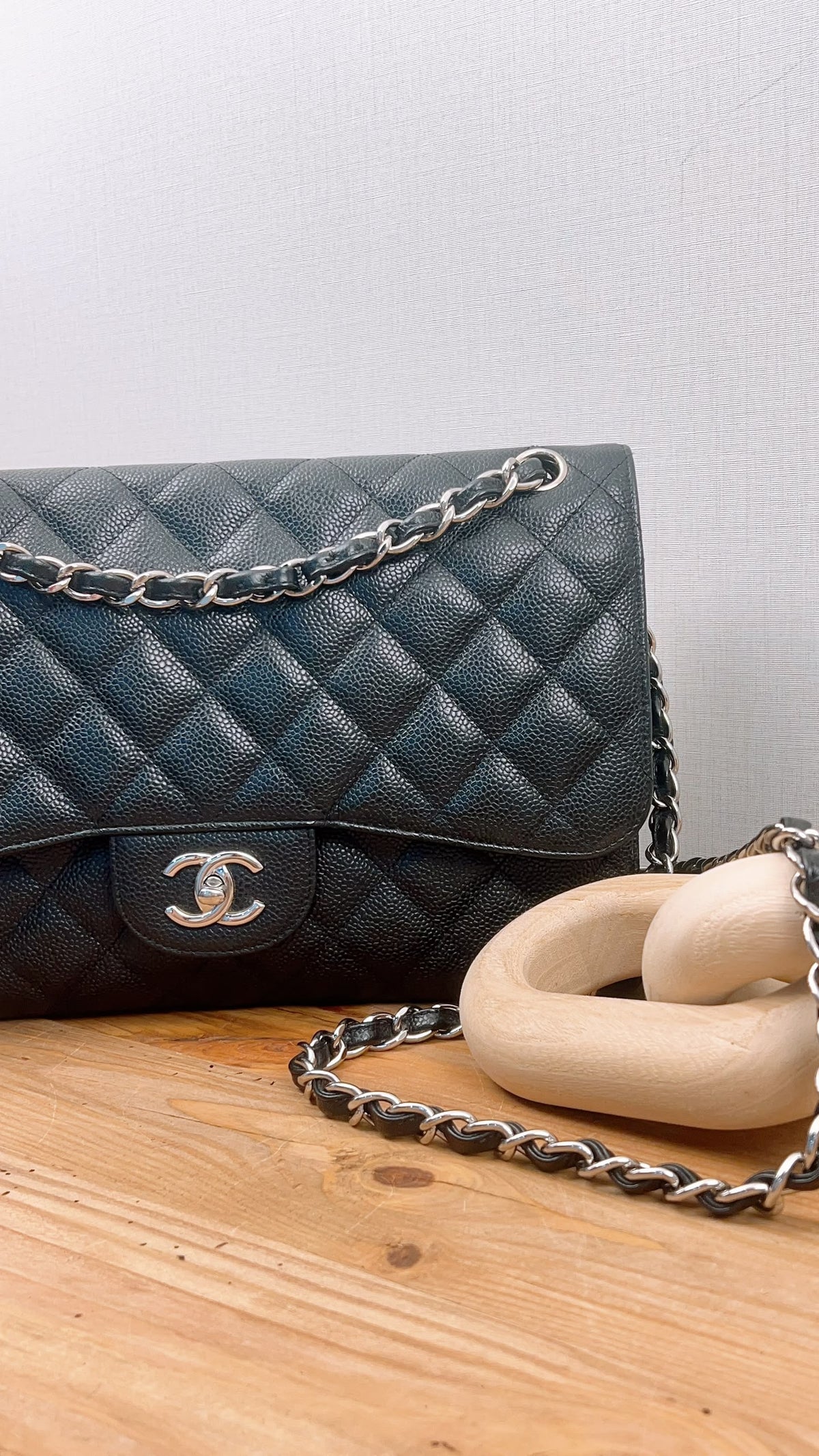Chanel Black Caviar Jumbo CF (SHW)