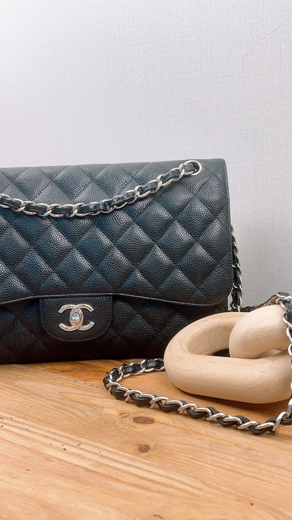 Chanel Black Caviar Jumbo CF (SHW)