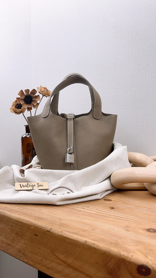 Hermes Etoupe Picotin 18 (PHW)