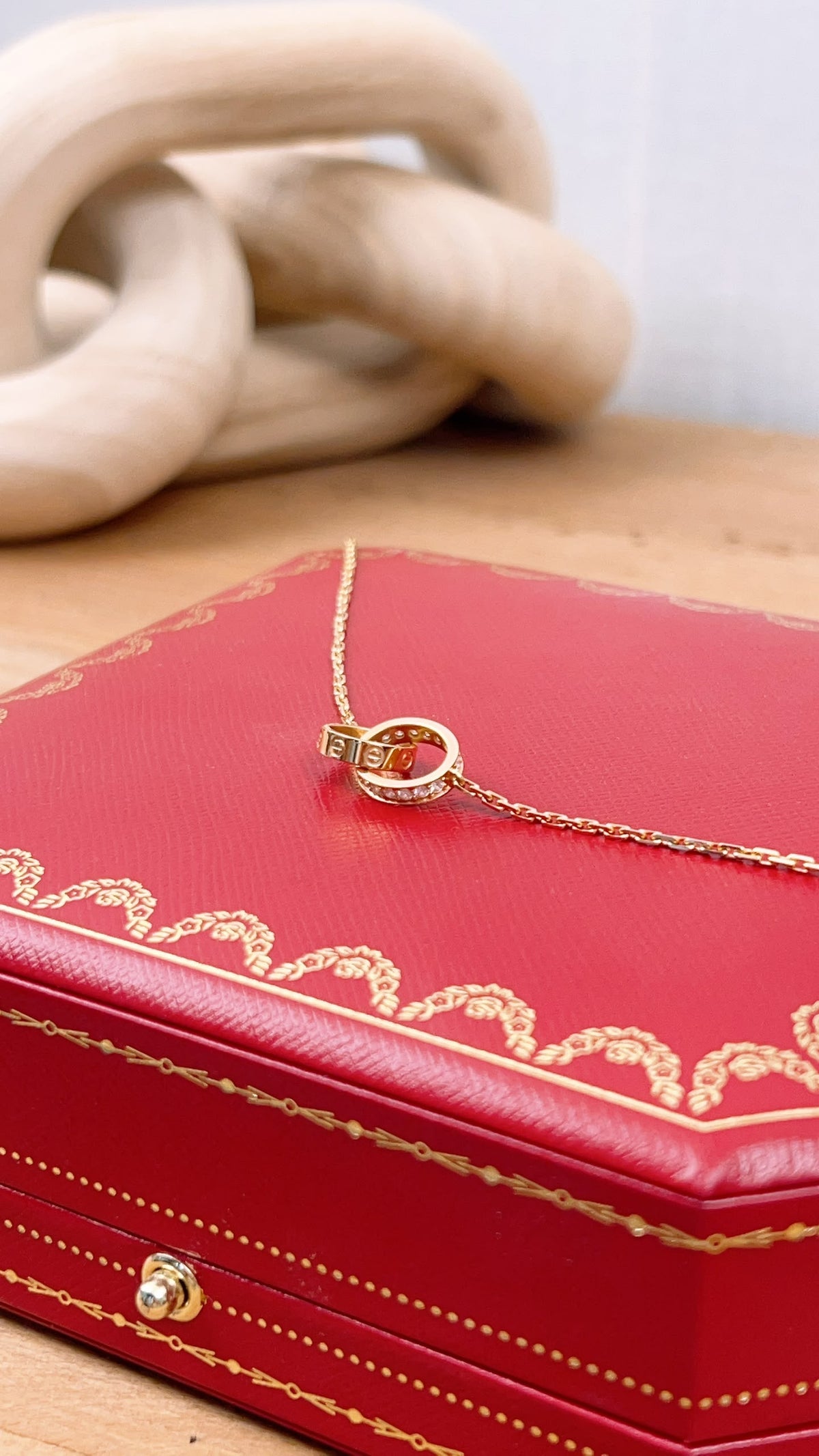 Cartier Rose Gold Love Pendant Half Paved Necklace