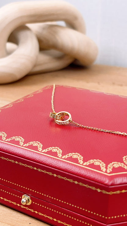 Cartier Rose Gold Love Pendant Half Paved Necklace