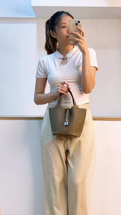 Hermes Etoupe Picotin 18 (PHW)