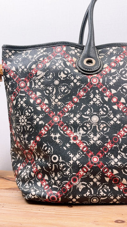 Chanel Black Coated Canvas Optic Coco Travel Tote (SHW)