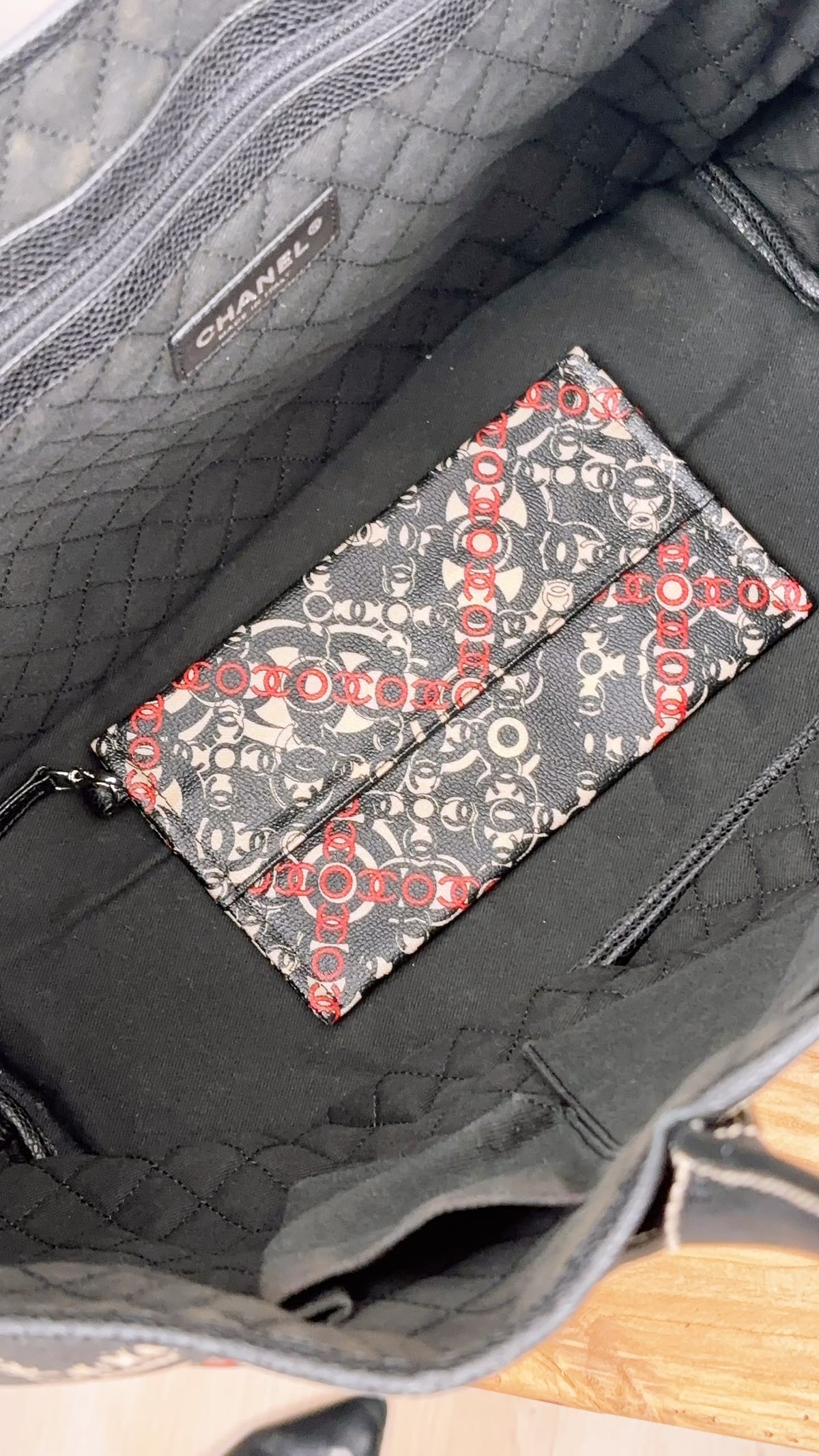 Chanel Black Coated Canvas Optic Coco Travel Tote (SHW)