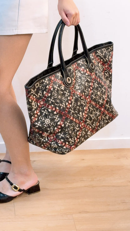 Chanel Black Coated Canvas Optic Coco Travel Tote (SHW)