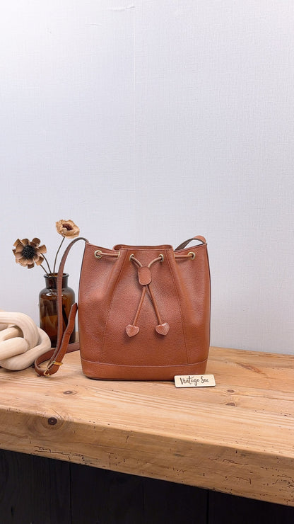 YSL Brown Calfskin Vintage Drawstring Bucket Bag