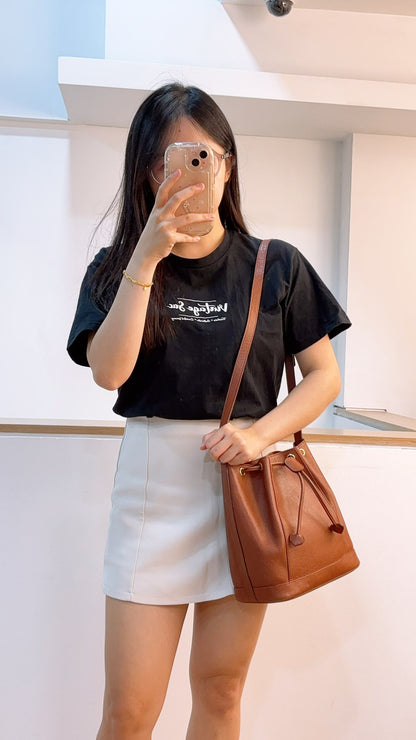 YSL Brown Calfskin Vintage Drawstring Bucket Bag