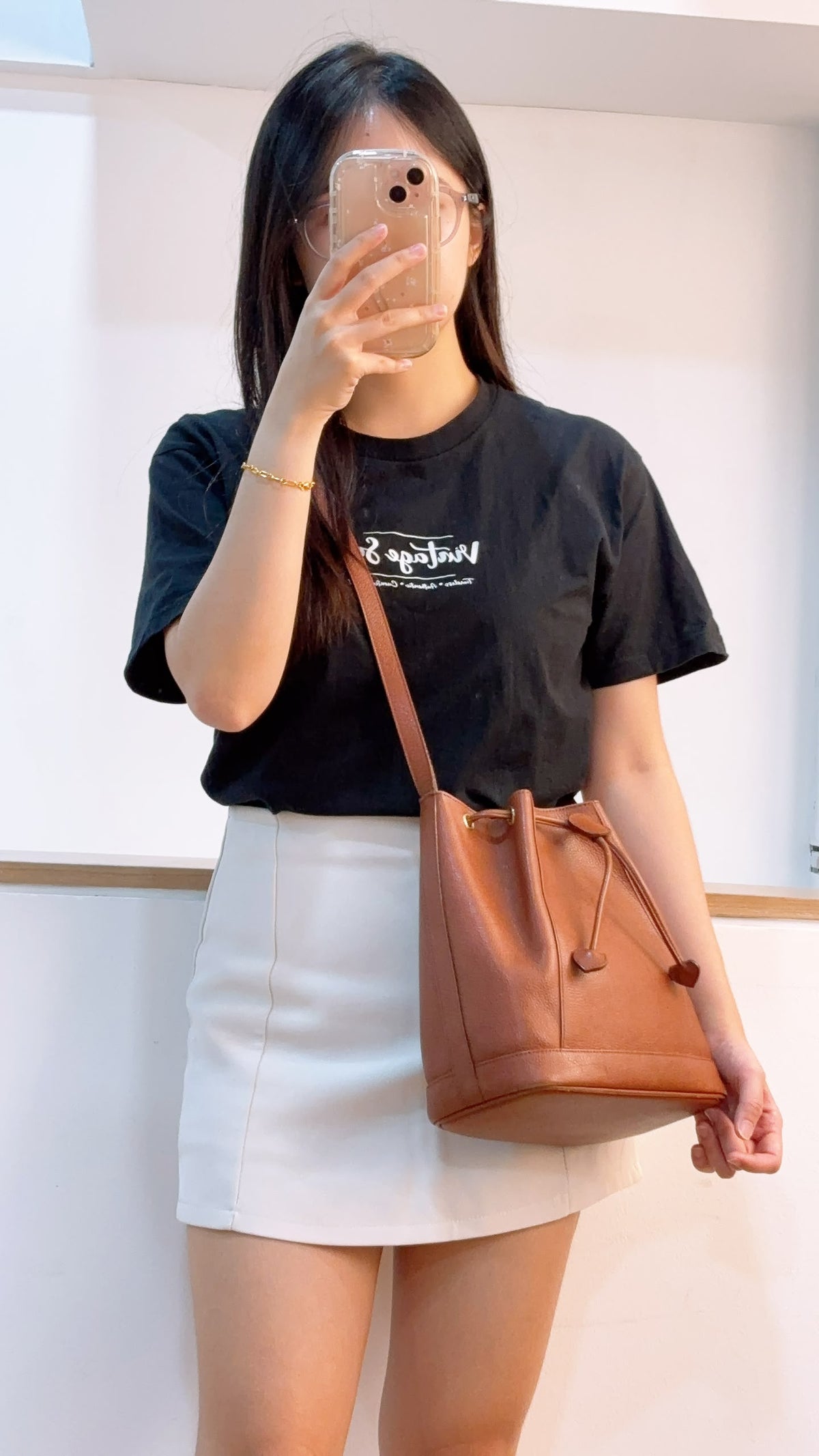 YSL Brown Calfskin Vintage Drawstring Bucket Bag