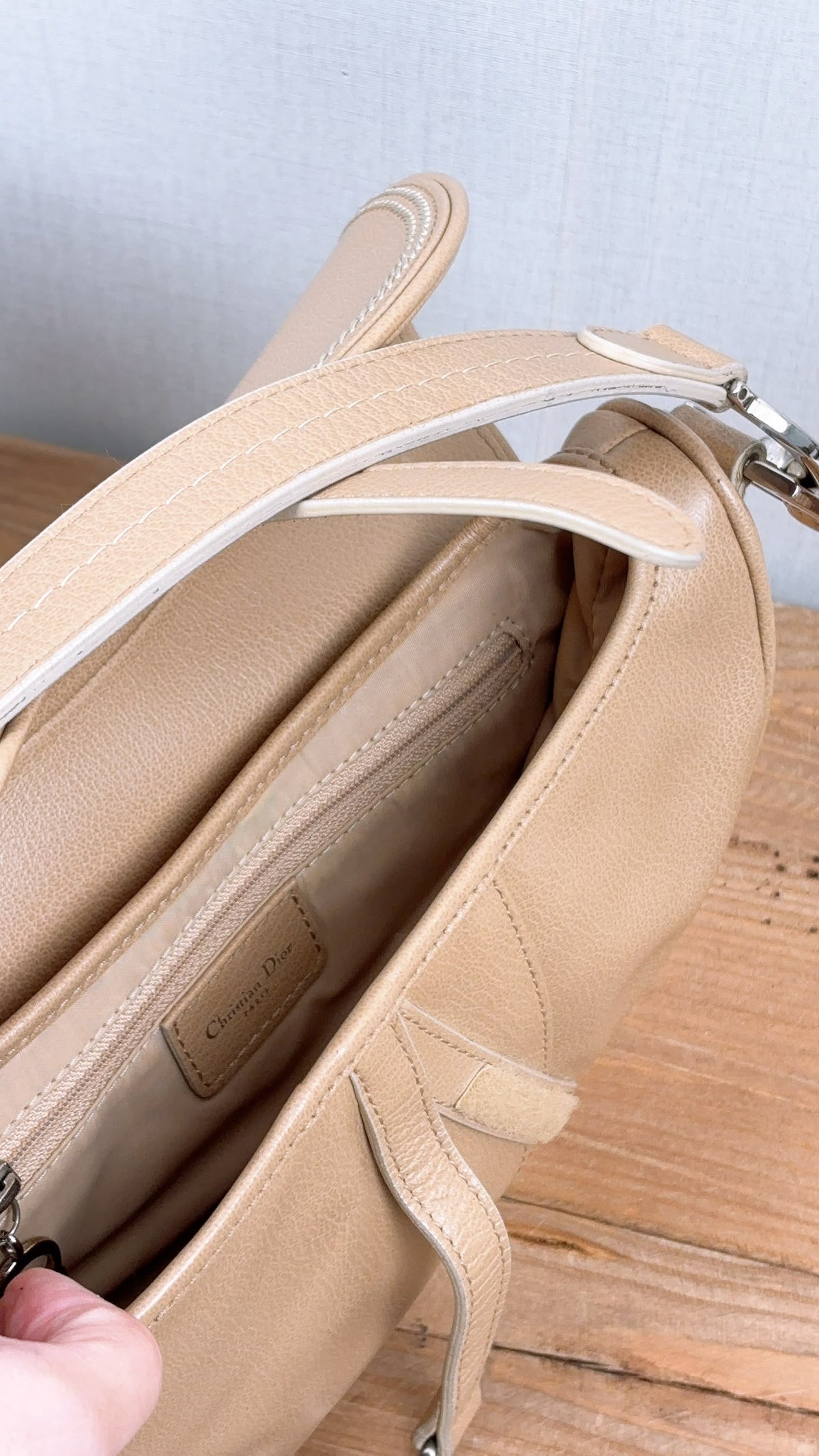Dior Beige Calfskin Vintage Saddle Bag (SHW)