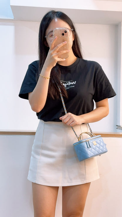 Chanel Light Blue Caviar 22S Vanity Case with Top Handle (GHW)
