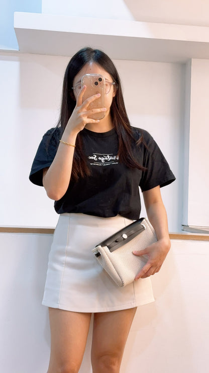 Hermes Black x Beige Canvas Herbag Clutch with Interchangeable Pouch (PHW)
