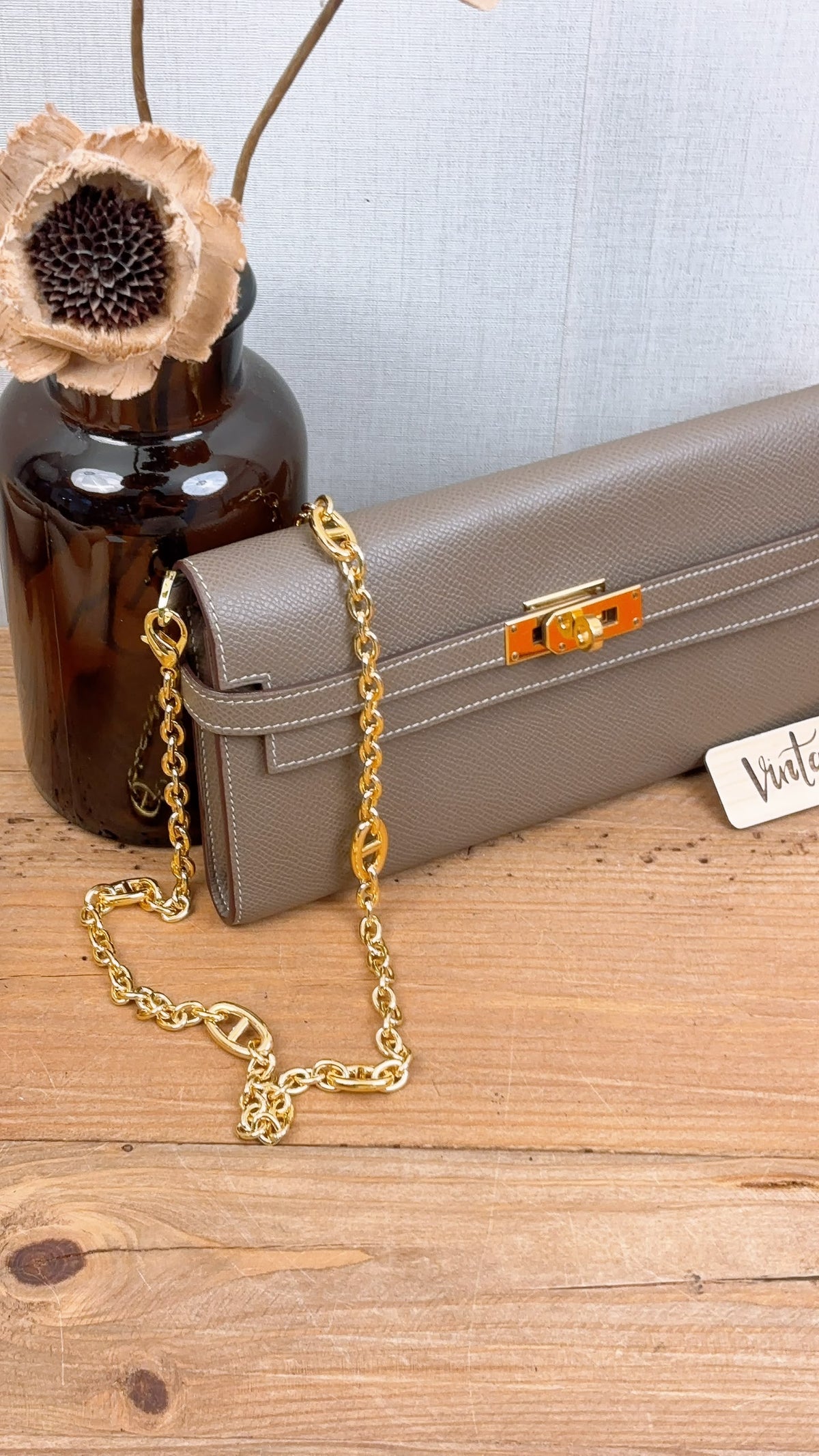 Hermes Etoupe Epsom Kelly Wallet (PHW)