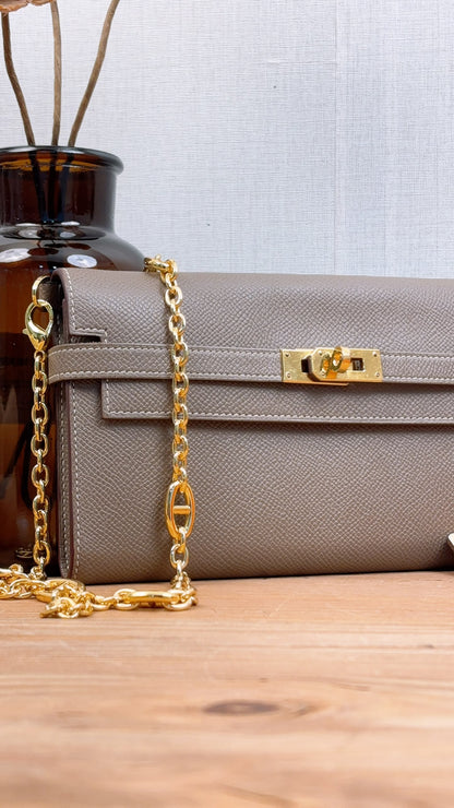 Hermes Etoupe Epsom Kelly Wallet (PHW)