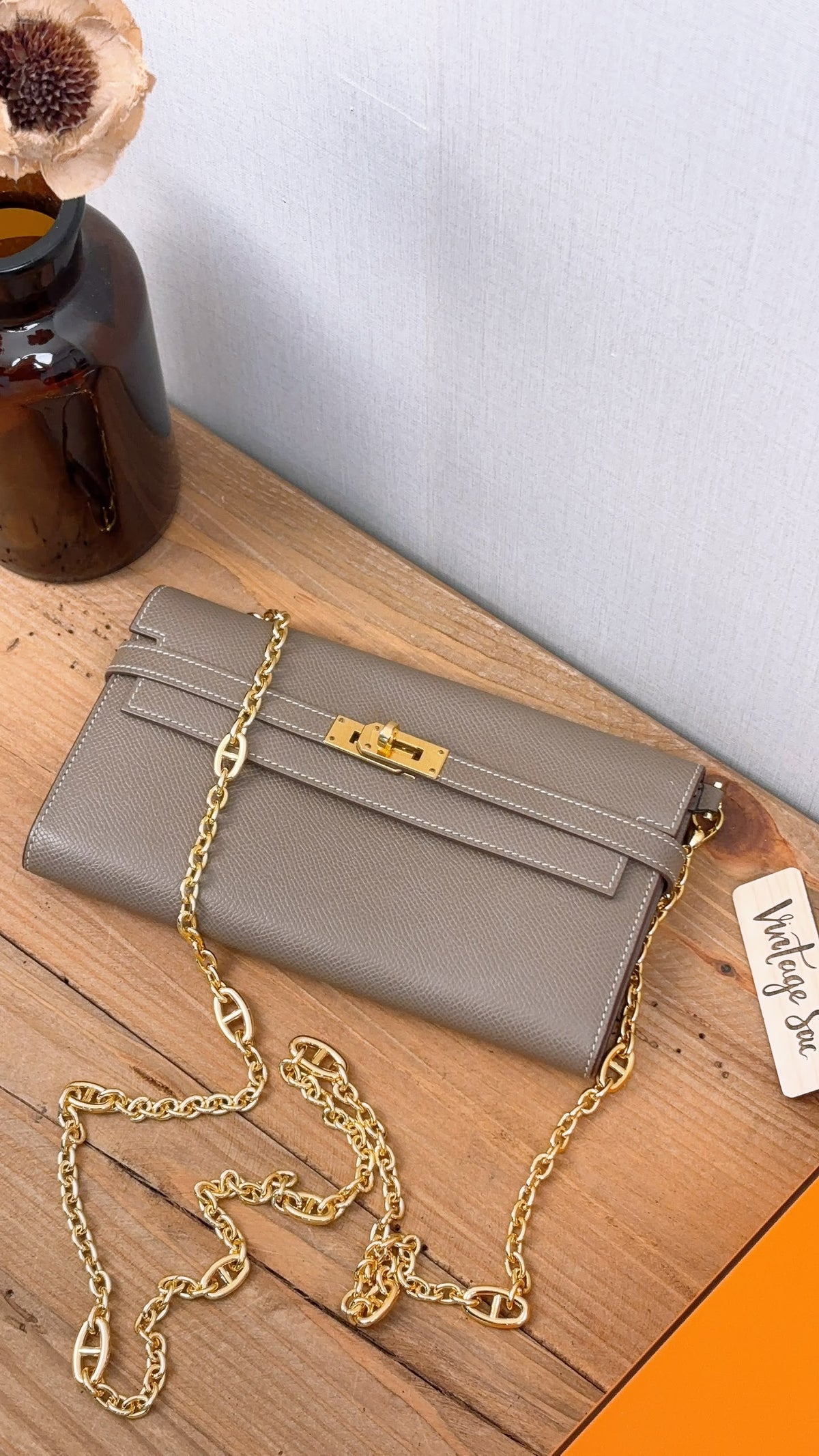 Hermes Etoupe Epsom Kelly Wallet (PHW)