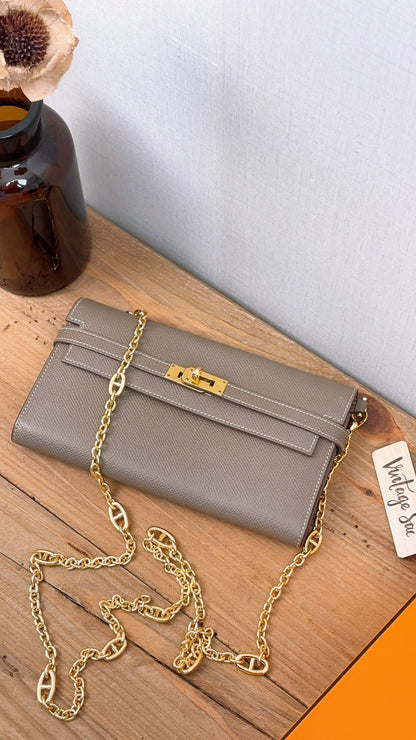 Hermes Etoupe Epsom Kelly Wallet (PHW)