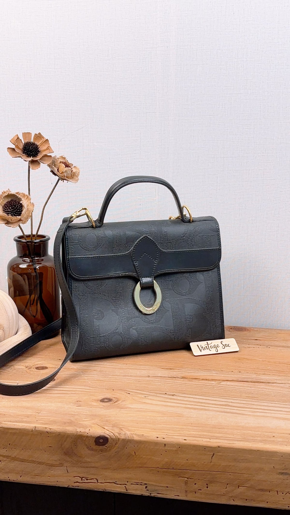 Dior Black Vintage Trotter Kelly Bag