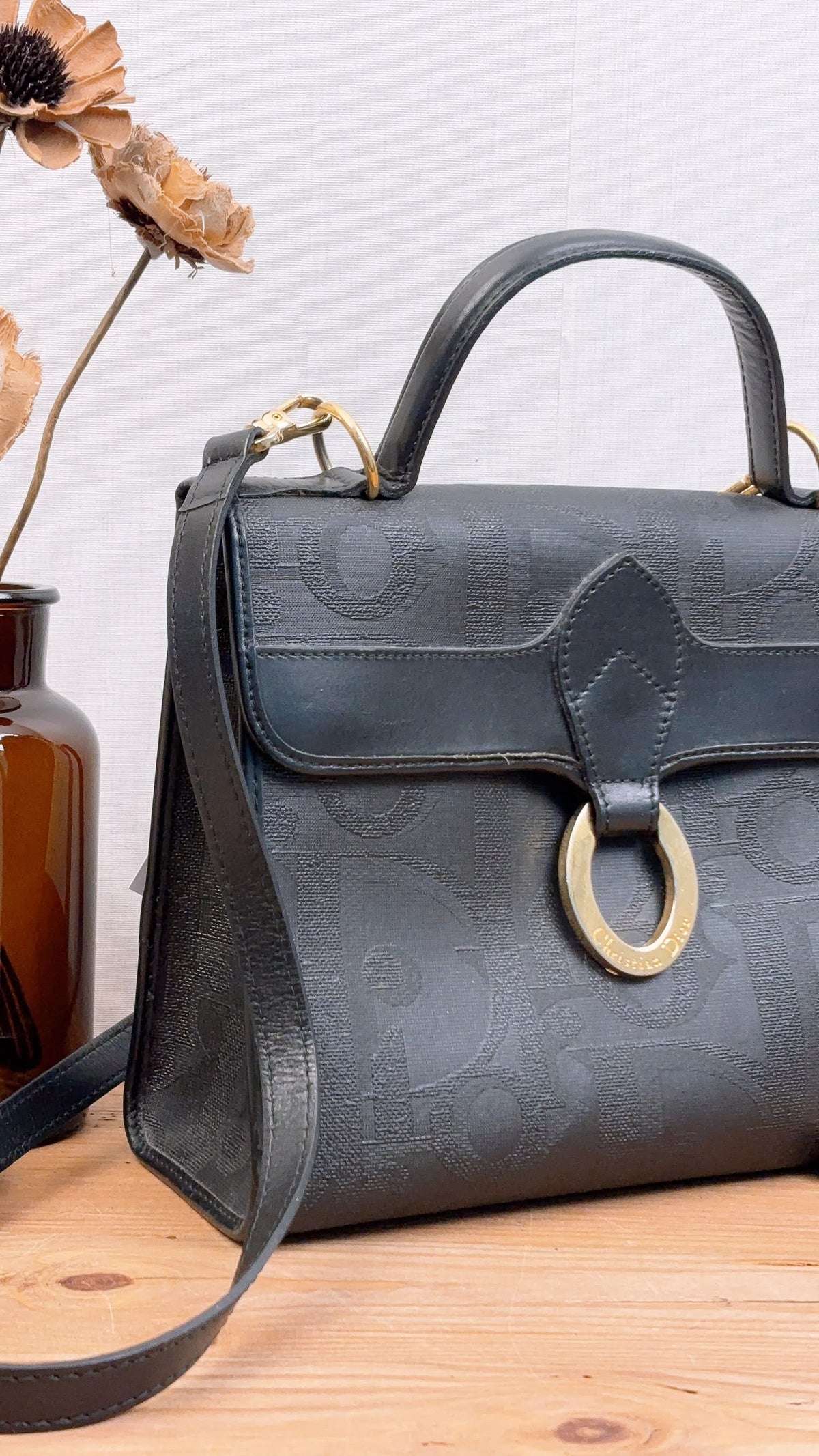 Dior Black Vintage Trotter Kelly Bag