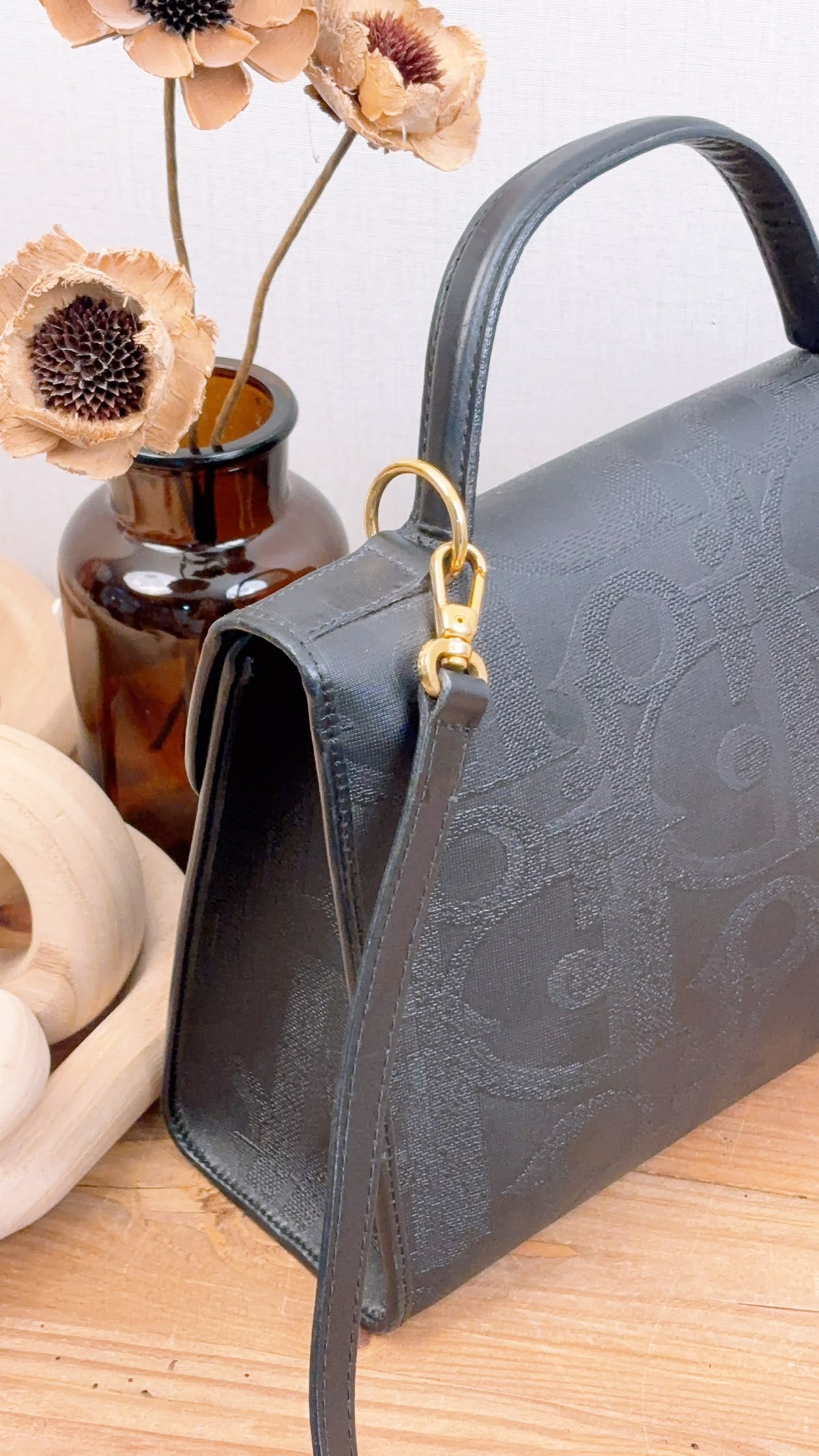 Dior Black Vintage Trotter Kelly Bag
