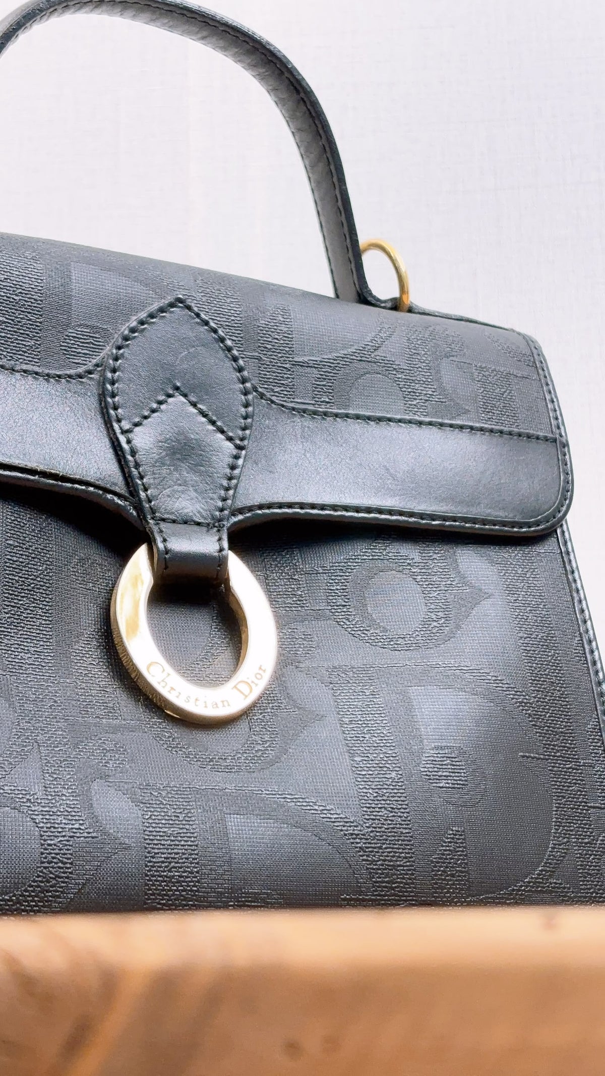 Dior Black Vintage Trotter Kelly Bag