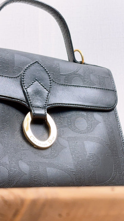 Dior Black Vintage Trotter Kelly Bag