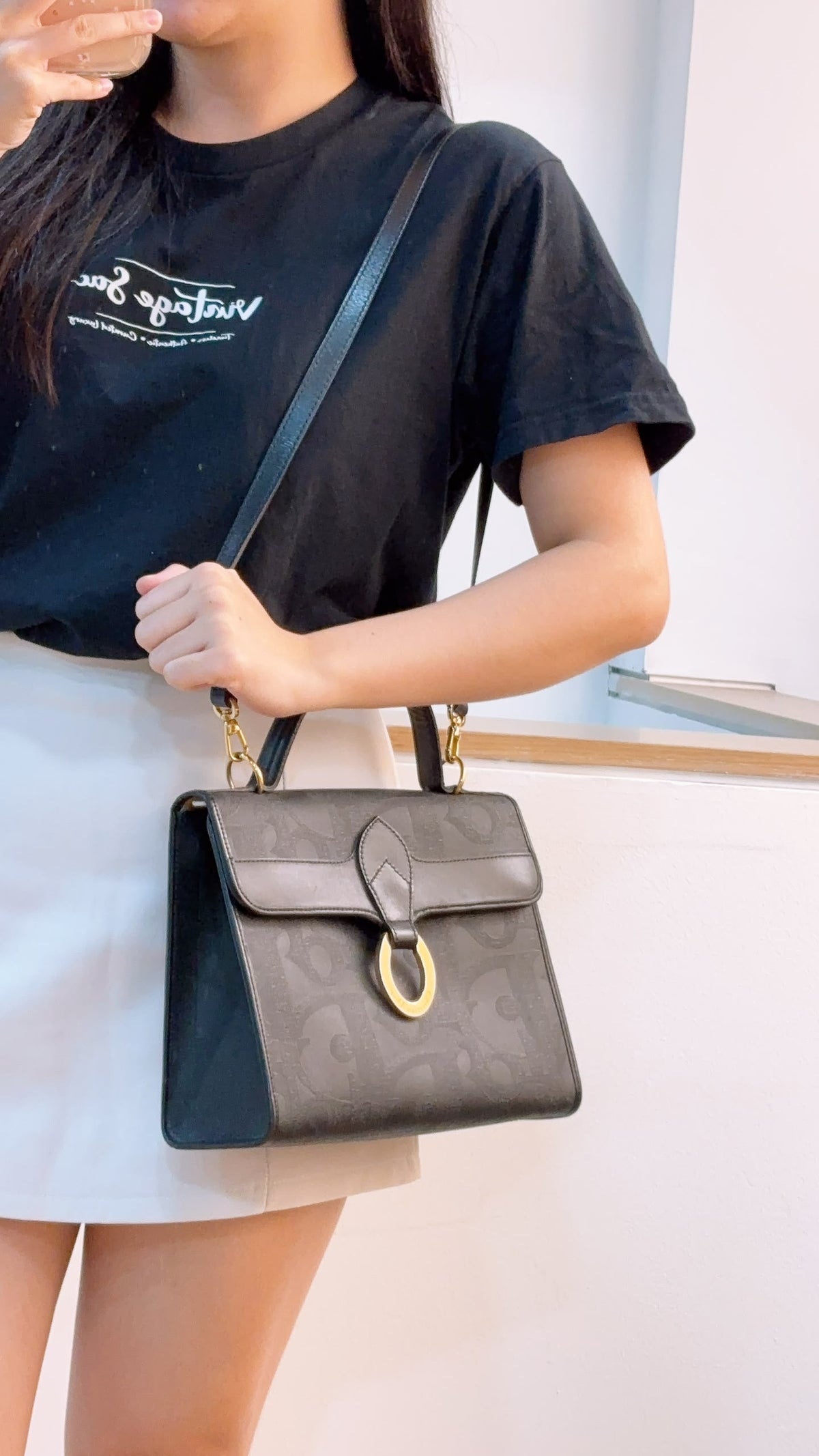 Dior Black Vintage Trotter Kelly Bag