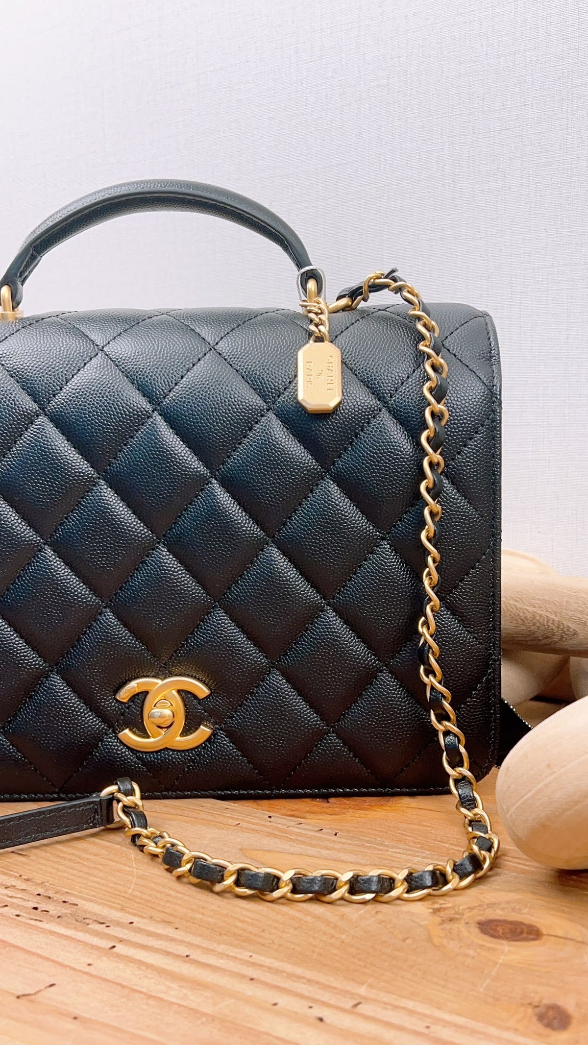 Chanel Black Caviar 23B Top Handle Full Flap (GHW)