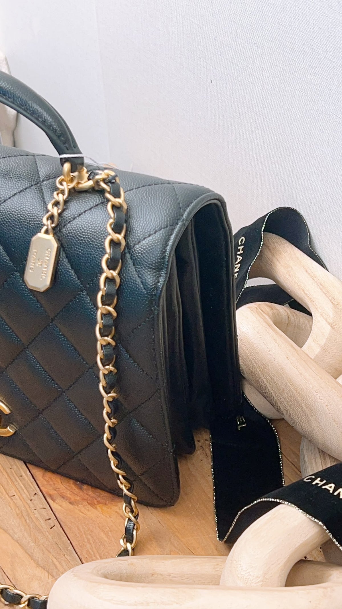 Chanel Black Caviar 23B Top Handle Full Flap (GHW)