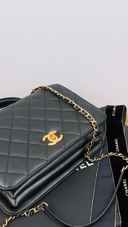 Chanel Black Caviar 23B Top Handle Full Flap (GHW)
