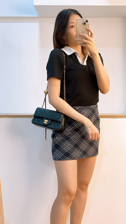 Chanel Black Lambskin Mini Rectangular w Pearl Crush (GHW)