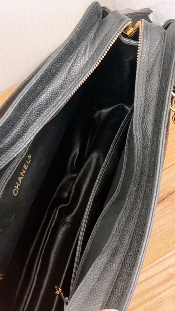 Chanel Black Caviar Vintage Triple CC Shoulder Bag