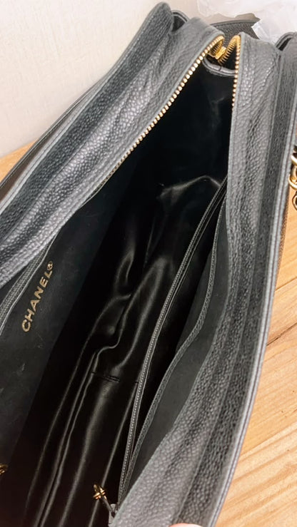 Chanel Black Caviar Vintage Triple CC Shoulder Bag