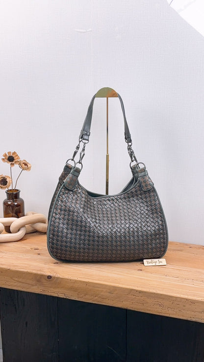 BV Black x Brown Intrecciato Nappa Hobo Bag