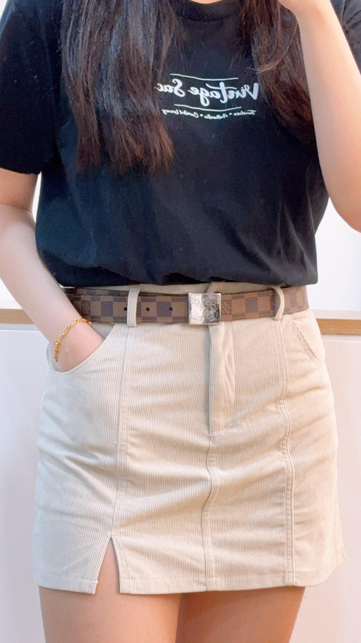 LV Damier Ebene Santur Carre Belt 35mm