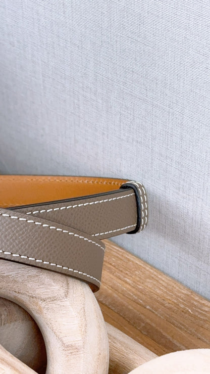 Hermes Etoupe Epsom Kelly 18 Belt (RGHW)