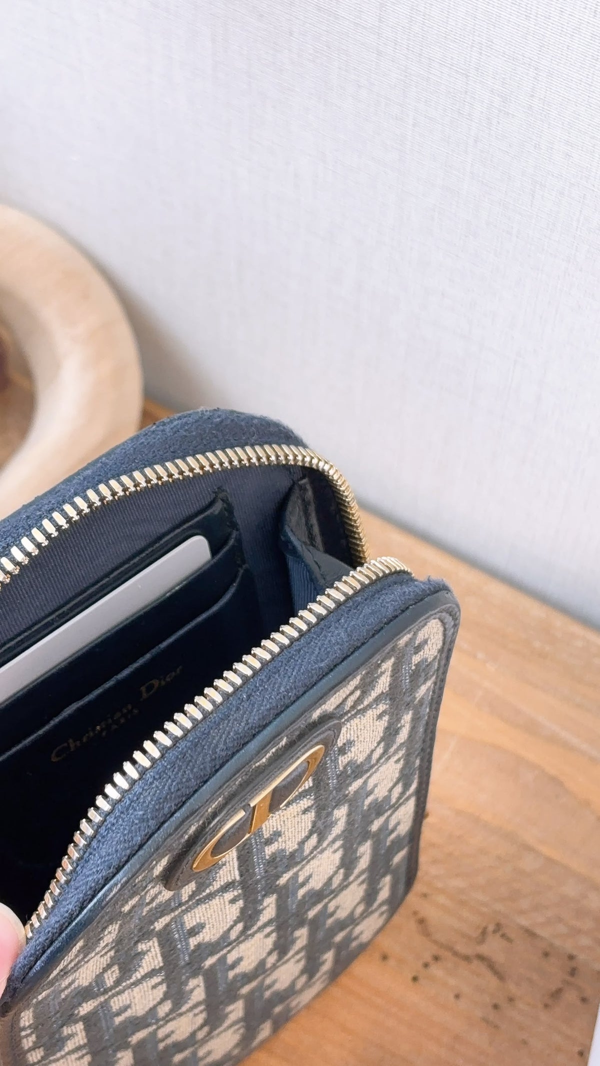 Dior Navy Oblique 30 Montaigne Phone Holder (GHW)
