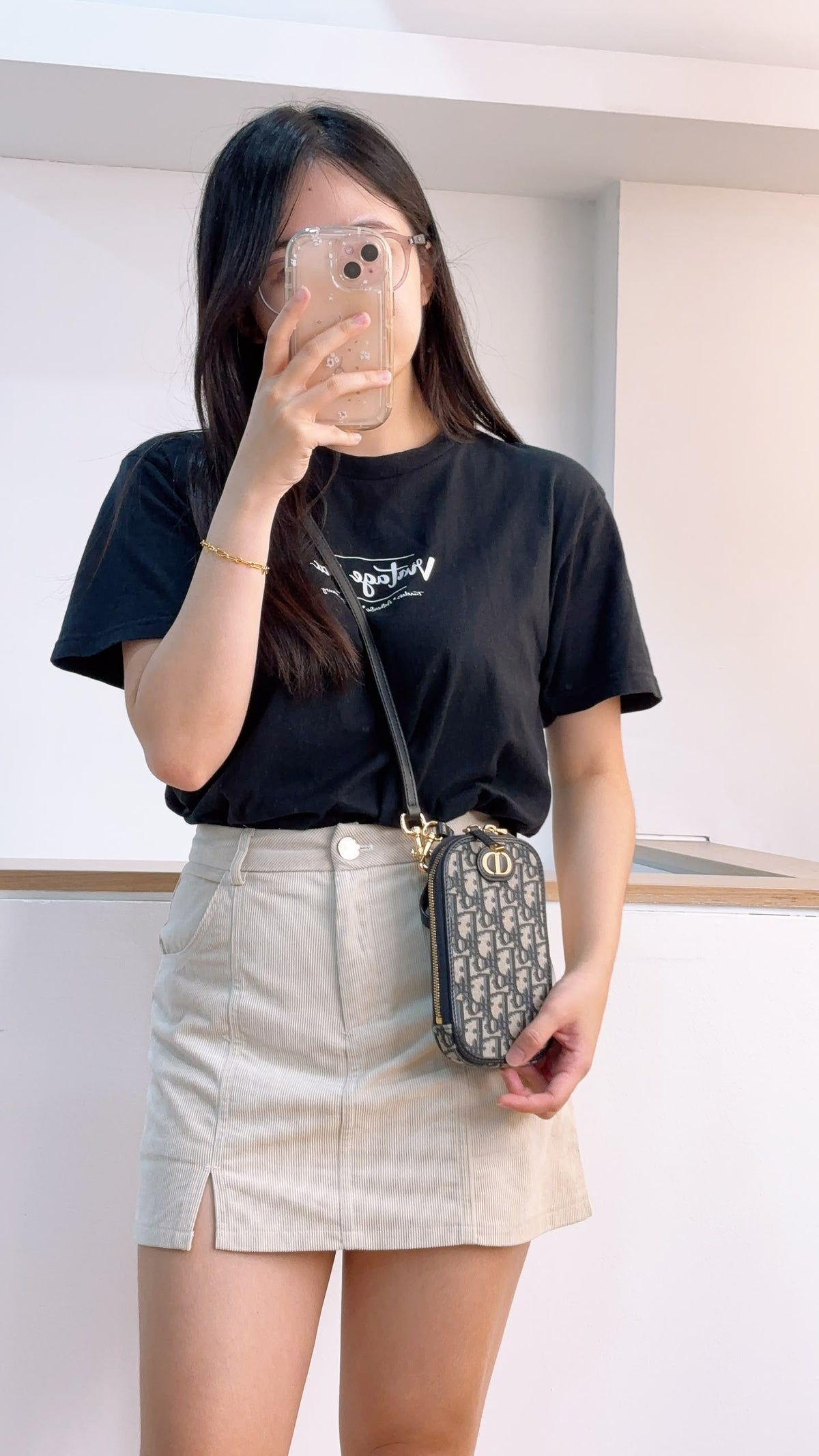 Dior Navy Oblique 30 Montaigne Phone Holder (GHW)