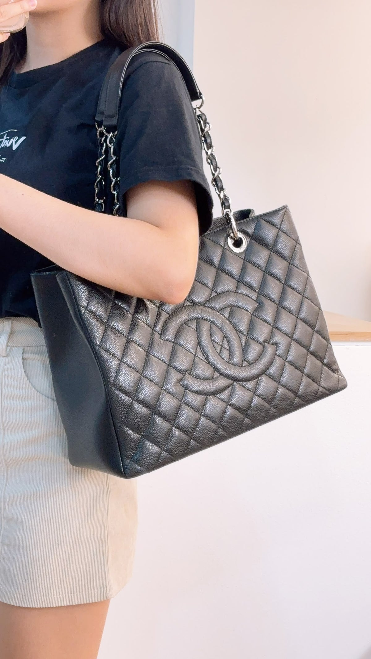 Chanel Black Caviar GST (SHW)