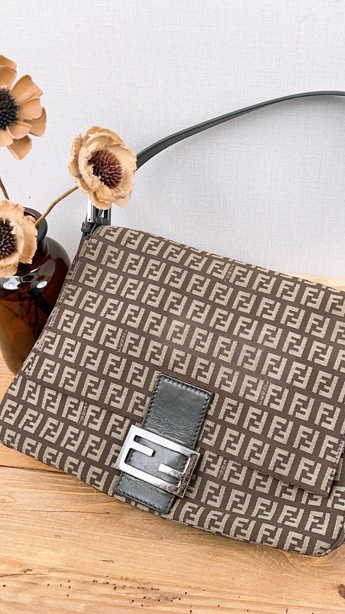 Fendi Brown Zucca Canvas Vintage Mama Baguette