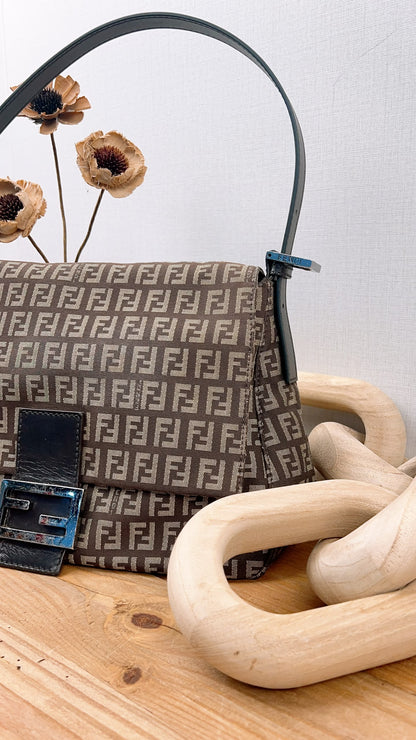 Fendi Brown Zucca Canvas Vintage Mama Baguette