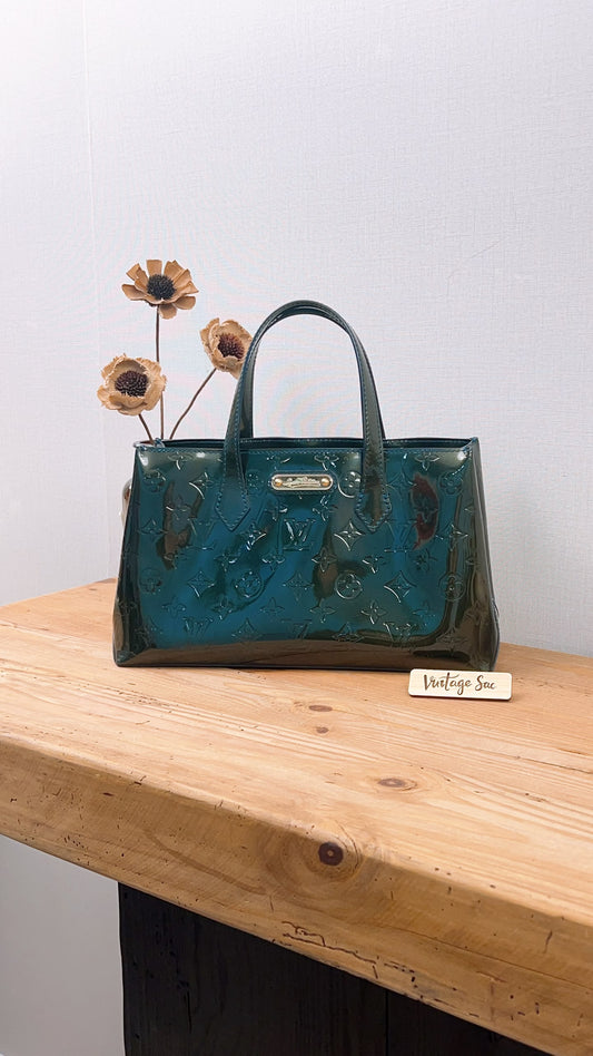 LV Green/Bleu Vernis Wilshire PM