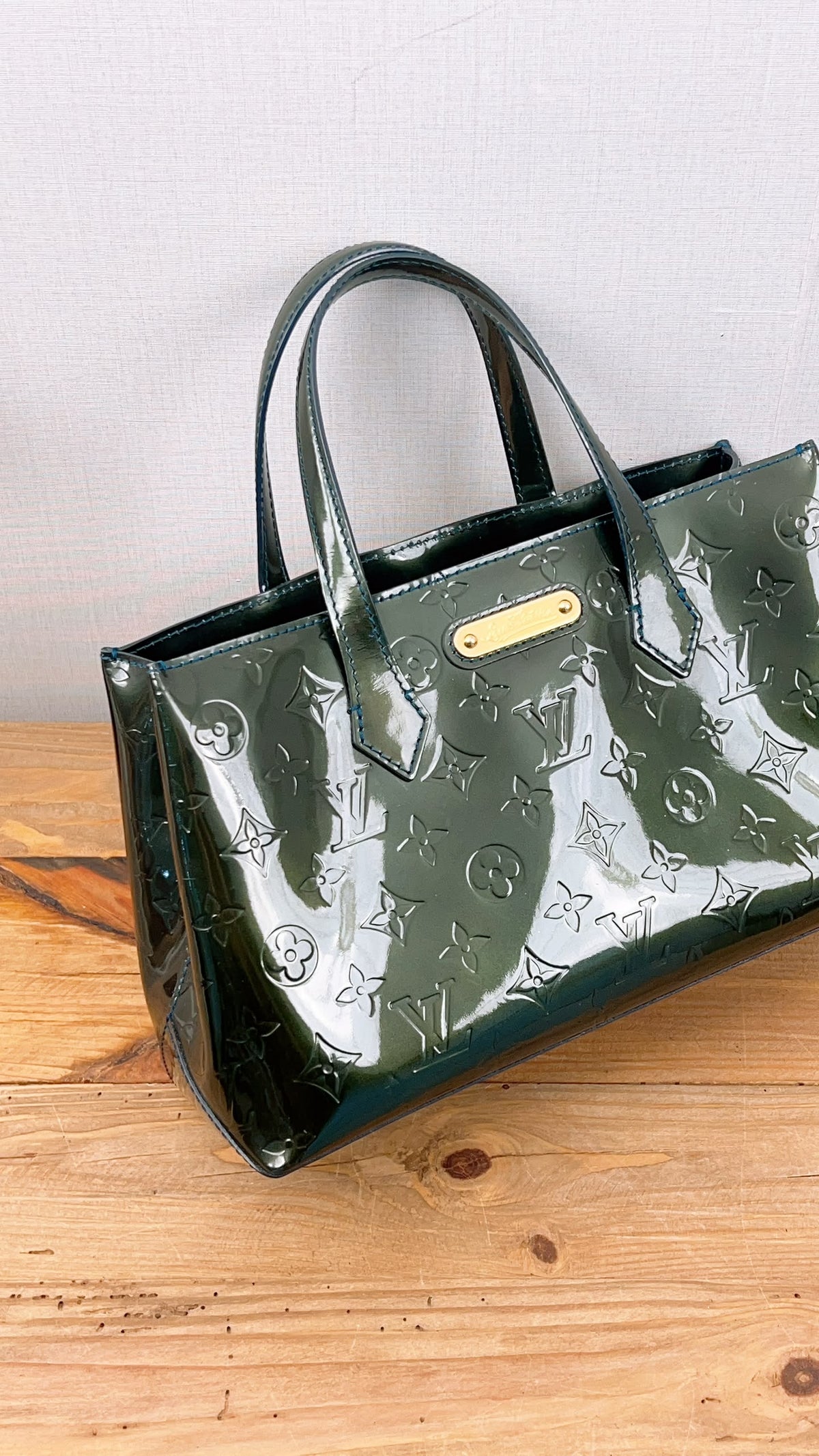 LV Green/Bleu Vernis Wilshire PM