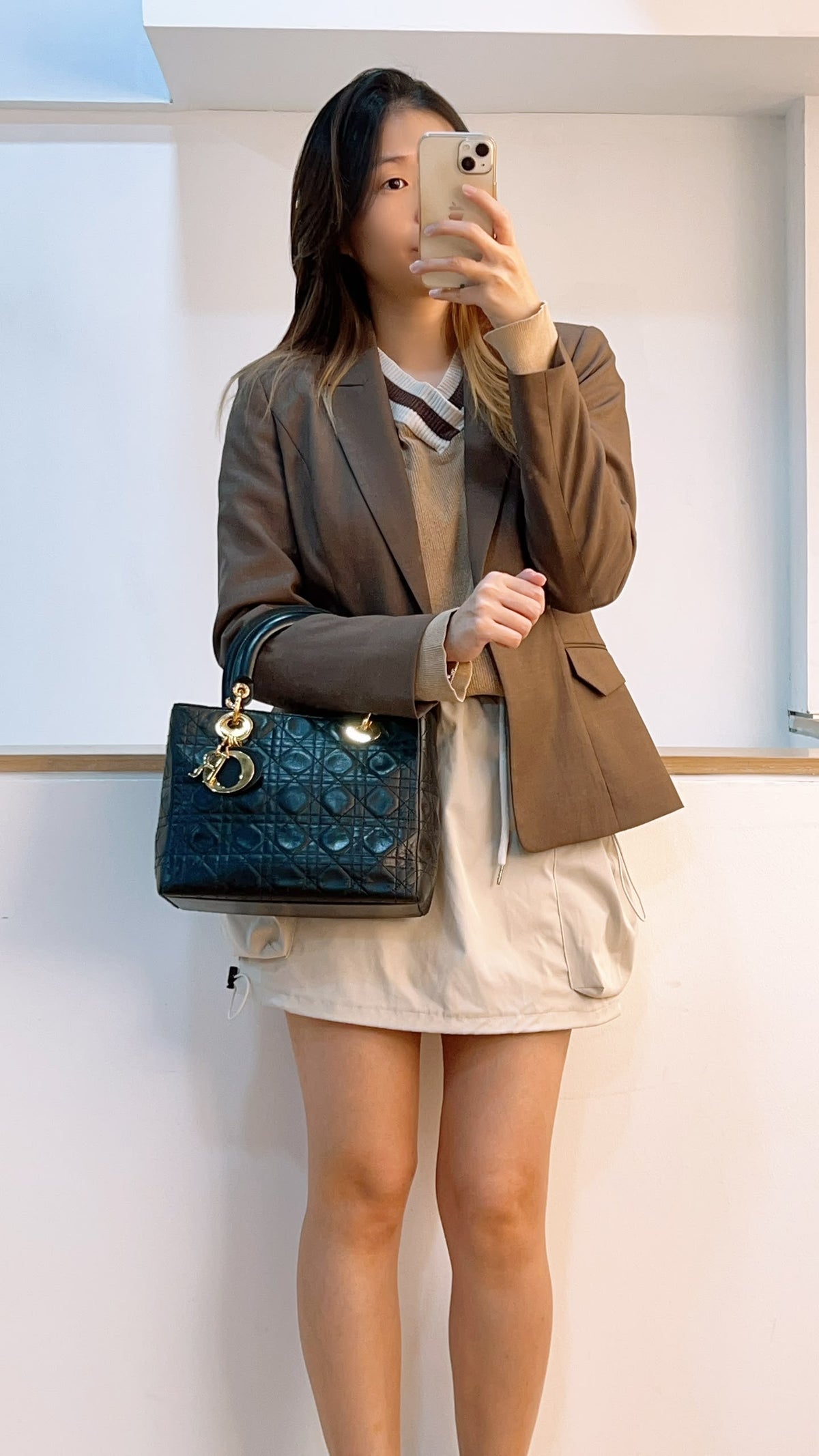 Dior Black Vintage Lambskin Medium Lady Dior (GHW)