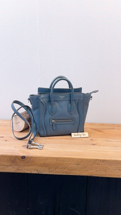 Celine Dark Blue Calfskin Nano Luggage (SHW)