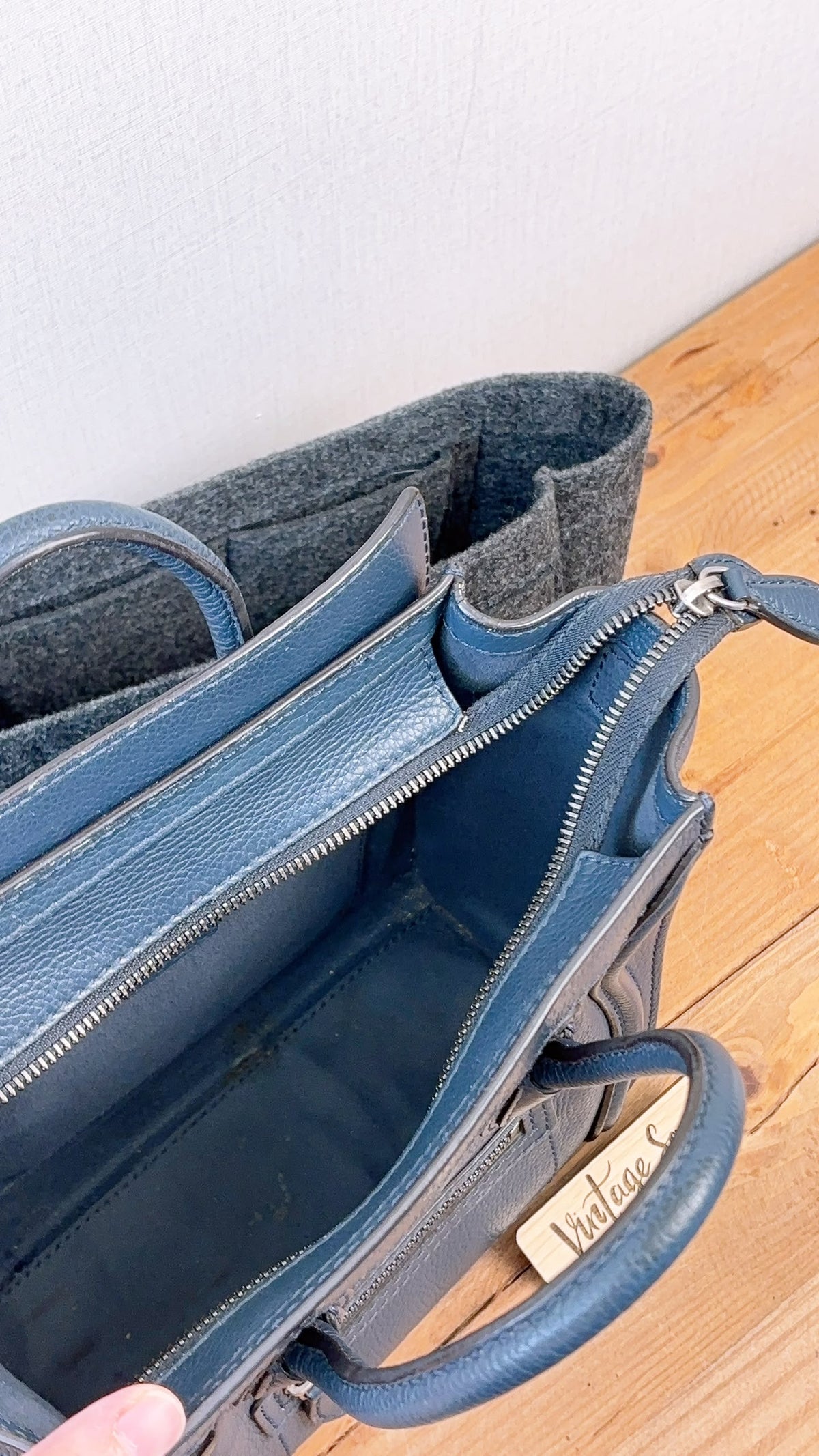 Celine Dark Blue Calfskin Nano Luggage (SHW)